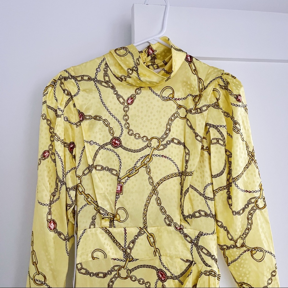 *SOLD* Ronny Kobo Kaira Silk Chain Link Printed Satin Dress NWT - Picture 11 of 15